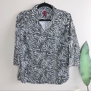 212 Collection Zebra Print Button Down 3/4 Shirt